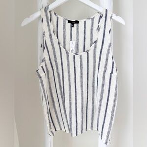 Drew Anthropologie Women’s Linen Blend Striped Tank Top Size Small